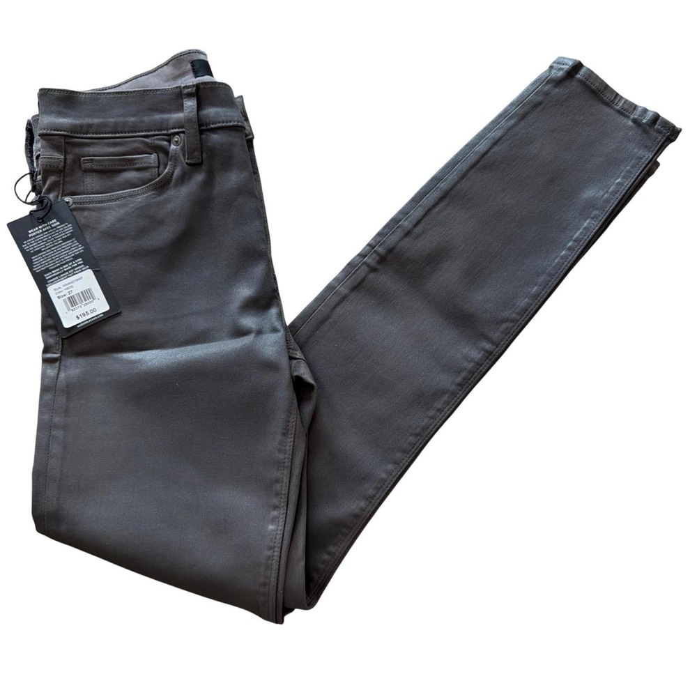 NWT Hudson Jeans Women 27 Nico Midrise Super Skinny Ankle Grey Coated Metallic